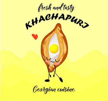 Khachapuri in Adjarian. Open pie with mozzarella and egg. Georgian cuisine..