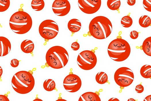 Seamless christmas pattern. Cute characters New Year. Christmas decorations. Balls..
