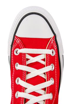 Isolated Top View Of A Retro Red Sneaker