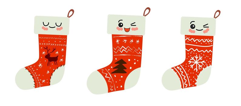 cute kawaii characters. Christmas sock for gifts..