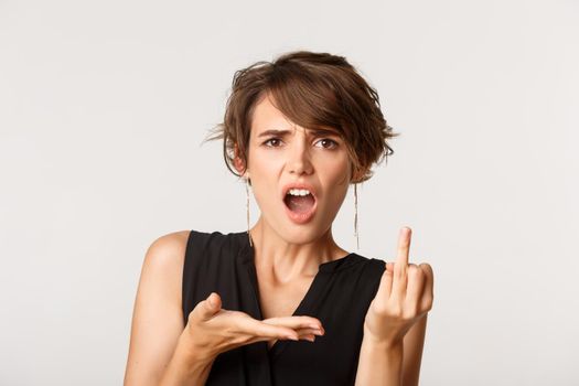 Close-up of frustrated girlfriend complaining, showing finger without wedding ring