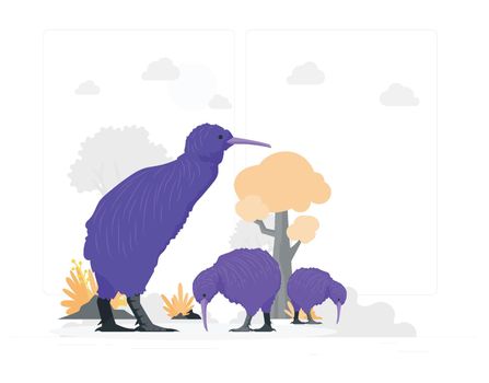 Kiwi bird animal cartoon character vector illustration