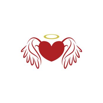 Angel heart icon logo design illustration