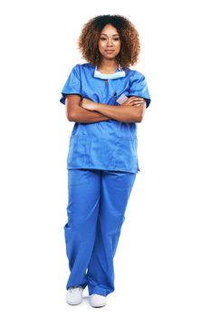 My top priority will always be your health. Studio portrait of an attractive young nurse against a white background.