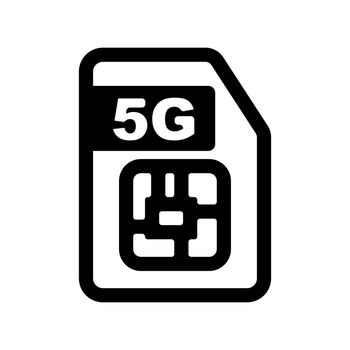 5G SIM card. Cellular communication chip. Editable vector.