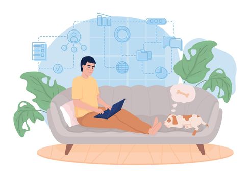 Remote work 2D vector isolated illustration