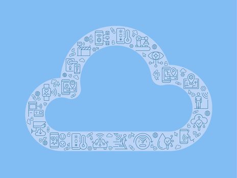 Cloud pixel perfect shaped concept filled with editable linear icons