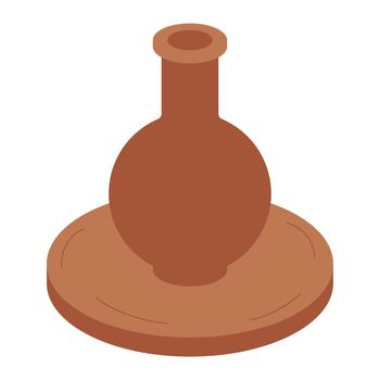 Clay jug on a potter's wheel. Craft and hobby for creativity. Flat style. Vector