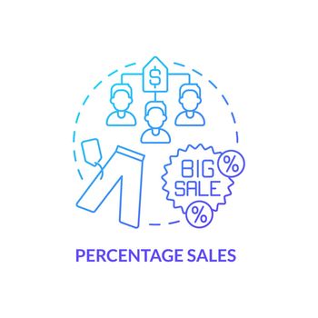 Percentage sales blue gradient concept icon