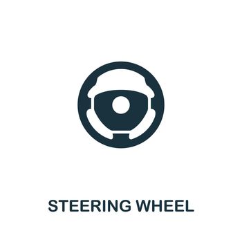 Steering Wheel icon. Monochrome simple line Car Service icon for templates, web design and infographics