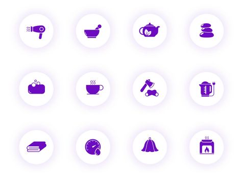 sauna purple color vector icons on buttons