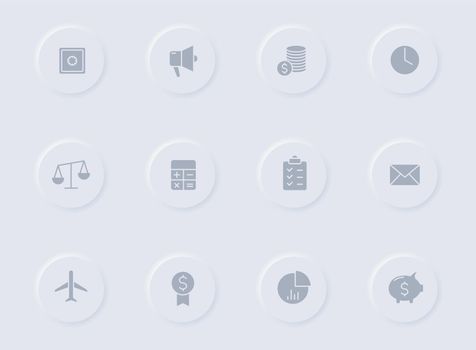 business gray vector icons on round buttons