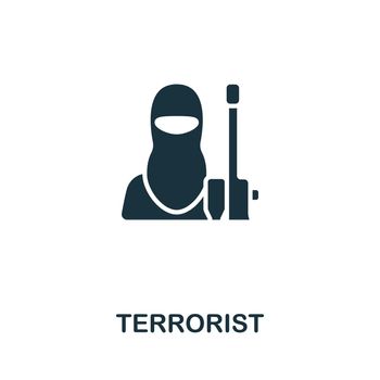 Terrorist icon. Monochrome simple line Crime icon for templates, web design and infographics
