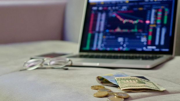 Earnings on cryptocurrency Binance on laptop
