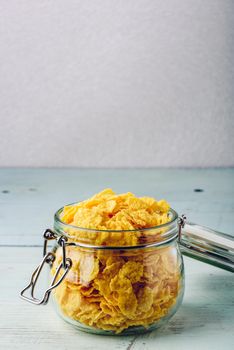 Corn flakes in a glass jar