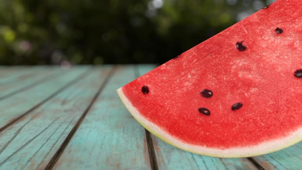 sliced watermelon on a wooden background 3d-rendering