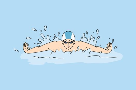 Athlete swimming in pool