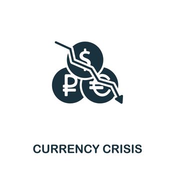 Currency Crisis icon. Monochrome simple line Economic Crisis icon for templates, web design and infographics