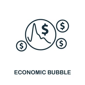 Economic Bubble icon. Monochrome simple line Economic Crisis icon for templates, web design and infographics