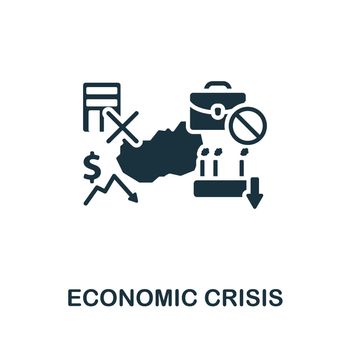 Economic Crisis icon. Monochrome simple line Economic Crisis icon for templates, web design and infographics