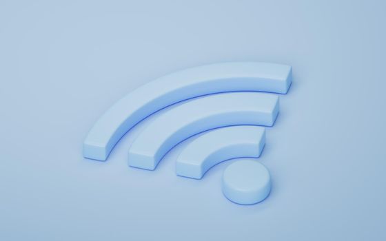 Wireless network technology with wifi sign, 3d rendering.