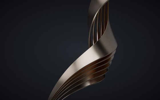 Metallic curve geometry background, 3d rendering.