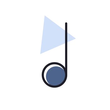Music note flat isolated vector icon