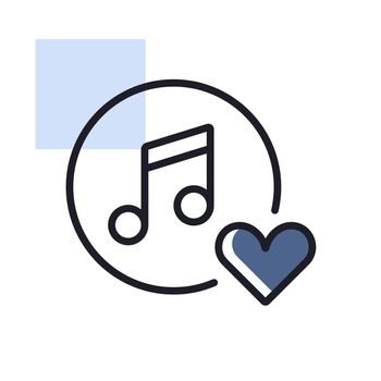 Musical note icon and favorite, like symbol