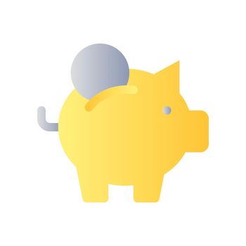 Put coin into piggy bank flat gradient color ui icon