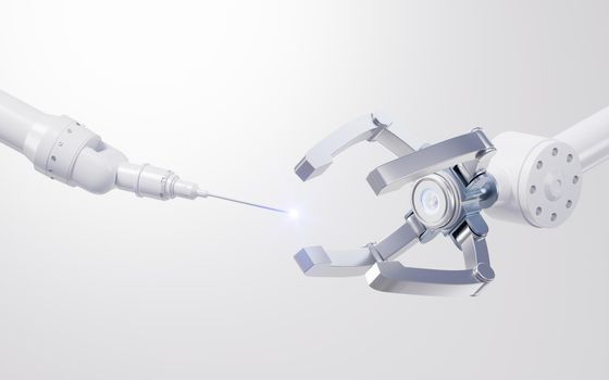 Mechanical arm with white background, 3d rendering.