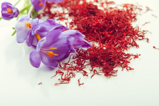 heap of dryed saffron spice
