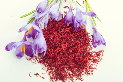 heap of dryed saffron spice