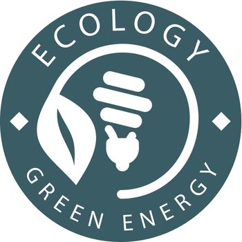 Logo on the theme of green energy, ecology and zero pollution. Isolated on white background. Vector illustration.