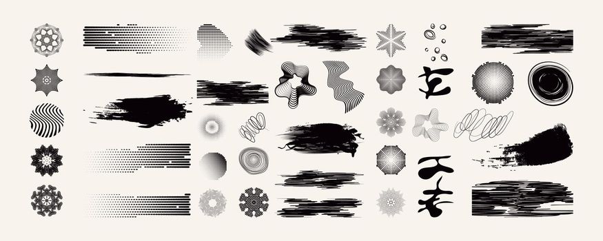 Pencil hatching in vector. Set of hand drawn doodle circles, textures for your design. Black and white hatching