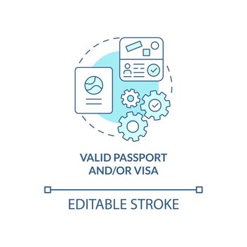 Valid passport and visa concept icon