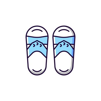 Taiwanese slippers blue and white RGB color icon.