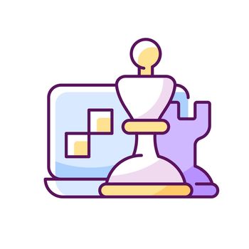 Online logic games and chess RGB color icon