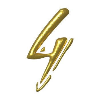 Golden shiny unique calligraphic numeral FOUR 4 - 3D illustration