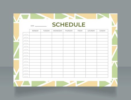 Music school schedule worksheet design template