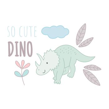 Baby dino card with inscription vector illustration
