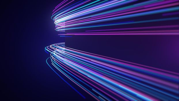 Abstract neon light streaks lines motion background