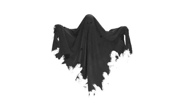 3d render Flying black Ghost on a white background