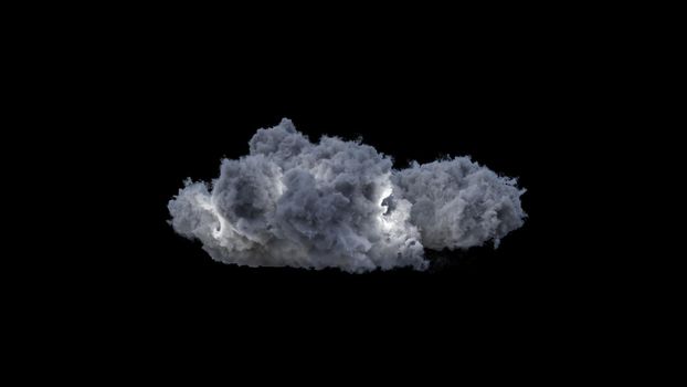 3d render thundercloud on a black background