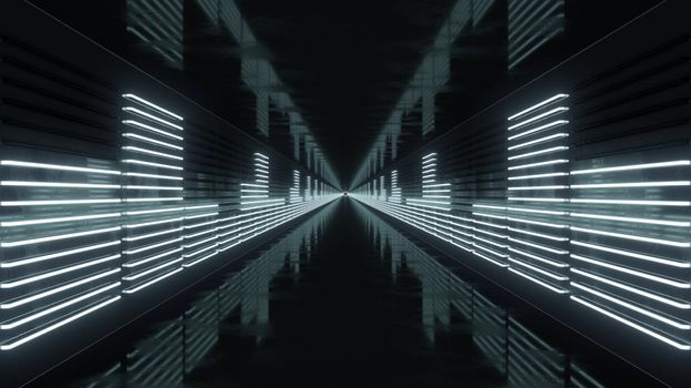3D Render Looping Tunnel with Neon Equalizer