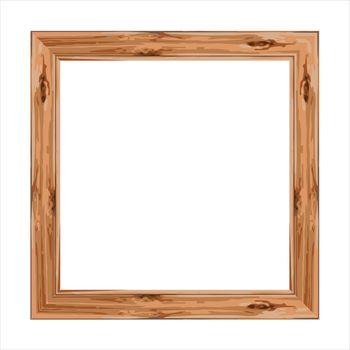 Design Minimalist square wooden frame. Vector, 1x1 ratio