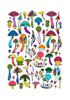 Magic mushrooms collection. Background for your design. Vector illustration