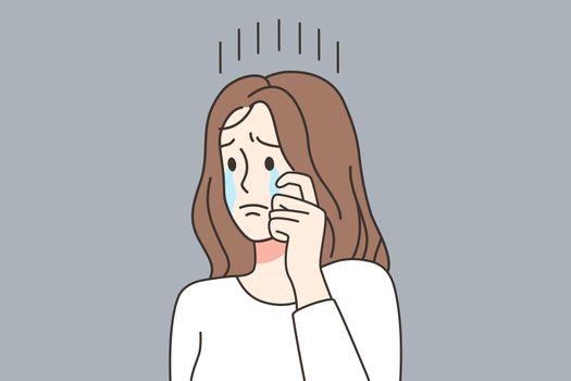 Unhappy woman feel stressed crying