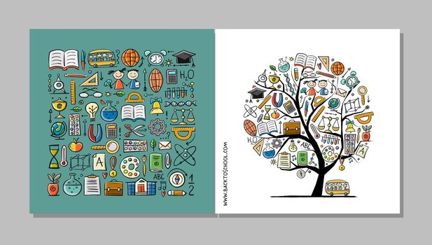 Back to school, concept art for your business. Cards, banner, web, promotional materials. Corporate identity template. Vector illustration