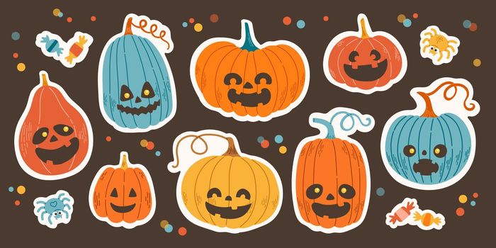 Halloween jack o lantern set vector illustration