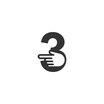 Number combined with a hand cursor icon illustration